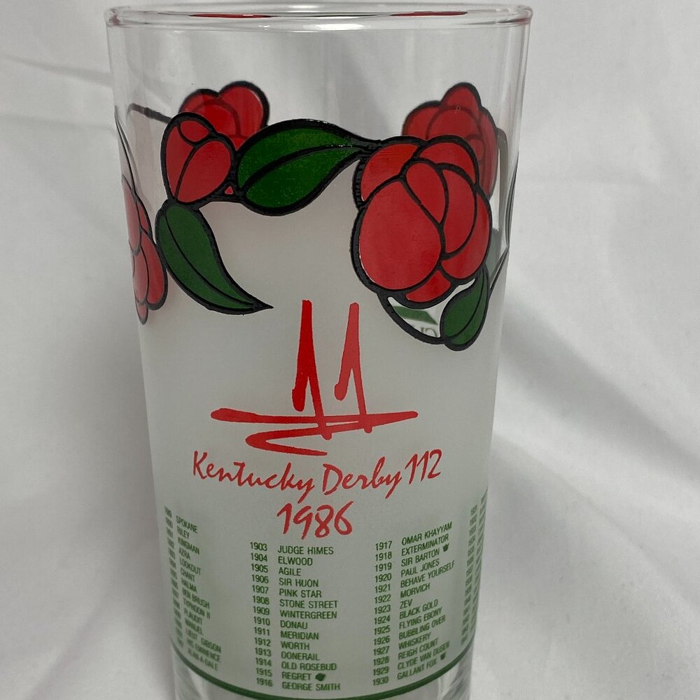 VNTG 1986 Kentucky Derby Run For The Roses Churchill Downs Official Commem Glass